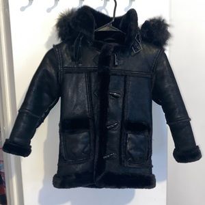 Kids Black Shearling Coat size 5